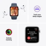Apple Watch SE (2nd Gen) [GPS 40mm] Smartwatch with Silver Aluminum Case and Storm Blue Sport Band - Imagen 5